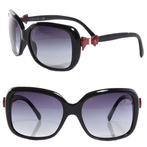 CHANEL Acetate CC Bow Sunglasses 5171 Black Red